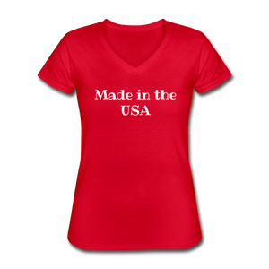 Women's V-Neck T-Shirt: Made in USA - red