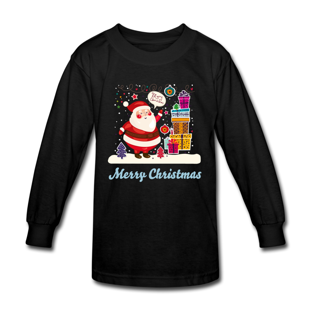 Kids' Long Sleeve T-Shirt: Merry Christmas - black