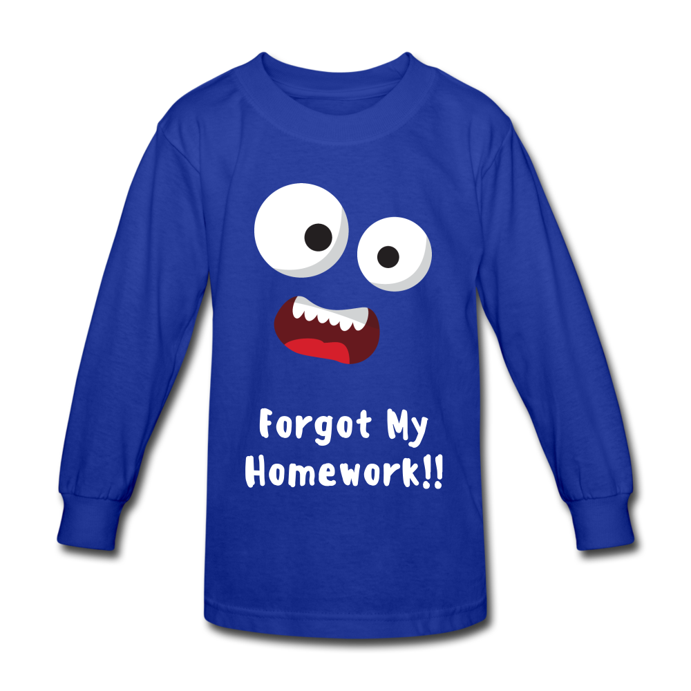 Kids' Long Sleeve T-Shirt: Forgot my homework - royal blue