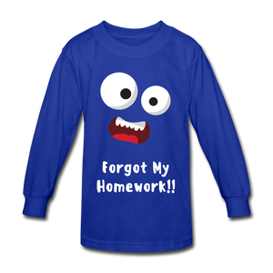 Kids' Long Sleeve T-Shirt: Forgot my homework - royal blue