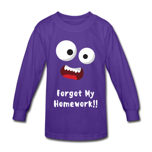 Kids' Long Sleeve T-Shirt: Forgot my homework - dark purple