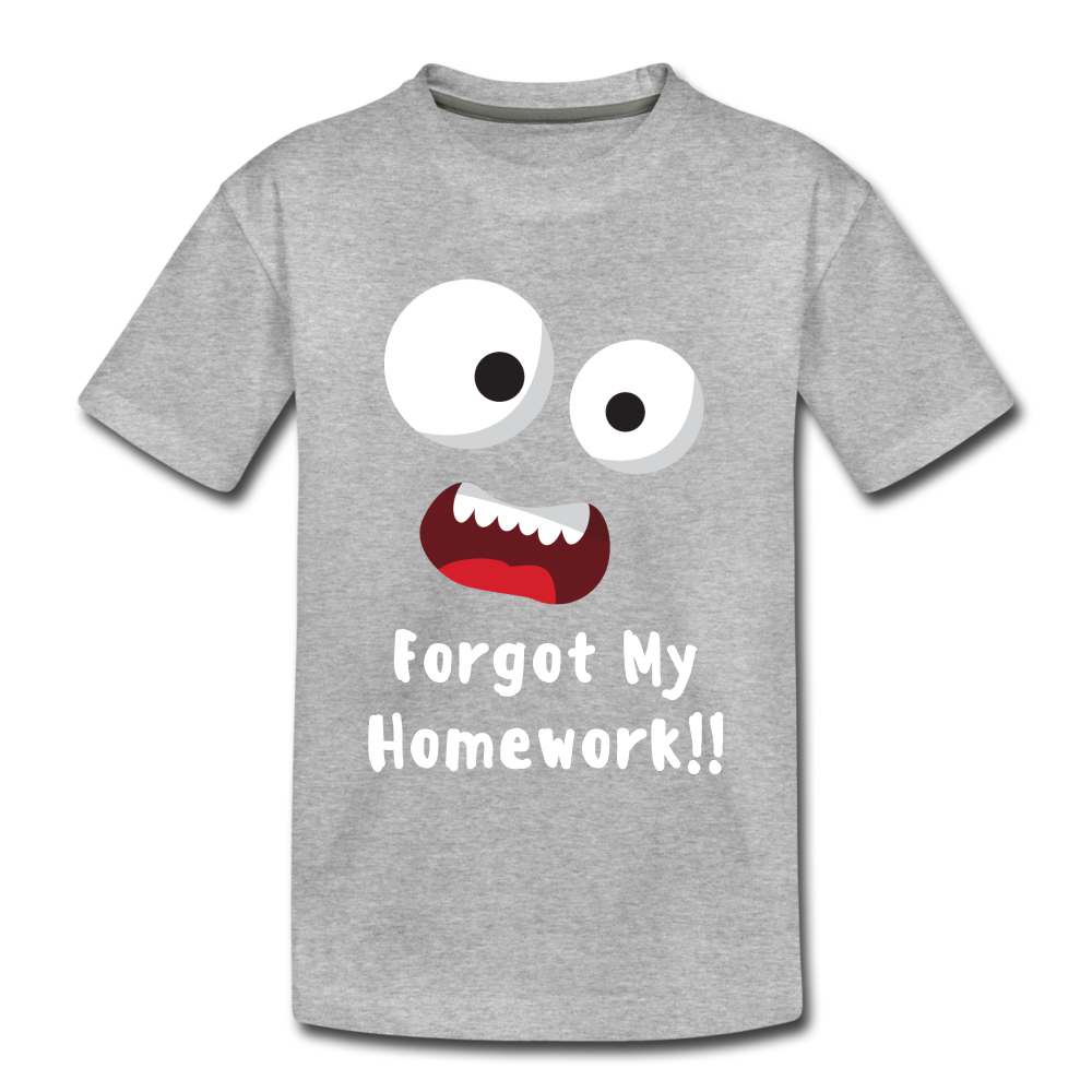 Kids' Premium T-Shirt: Forgot my homework - heather gray