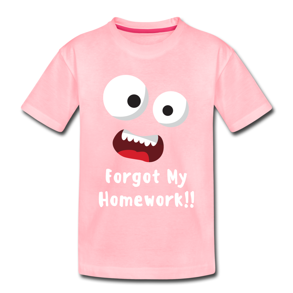 Kids' Premium T-Shirt: Forgot my homework - pink