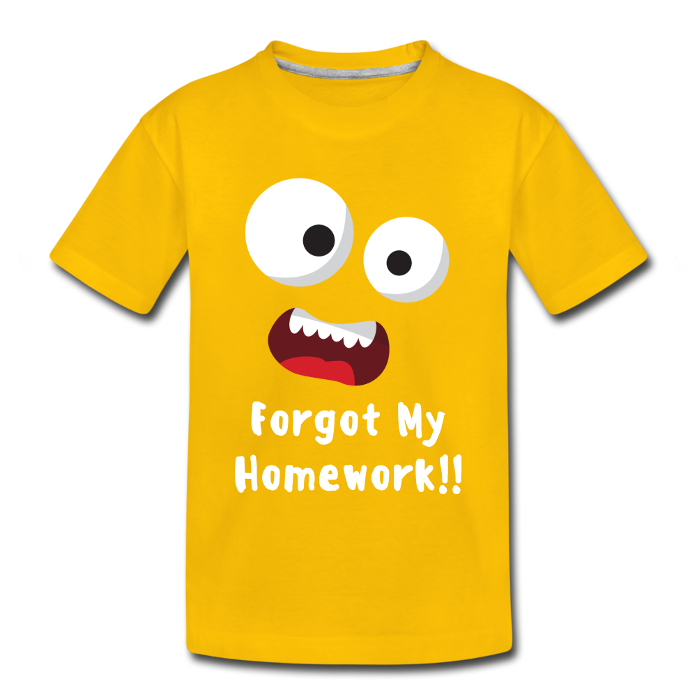 Kids' Premium T-Shirt: Forgot my homework - sun yellow