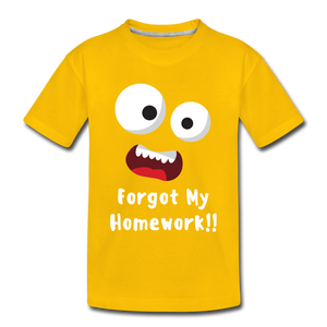 Kids' Premium T-Shirt: Forgot my homework - sun yellow