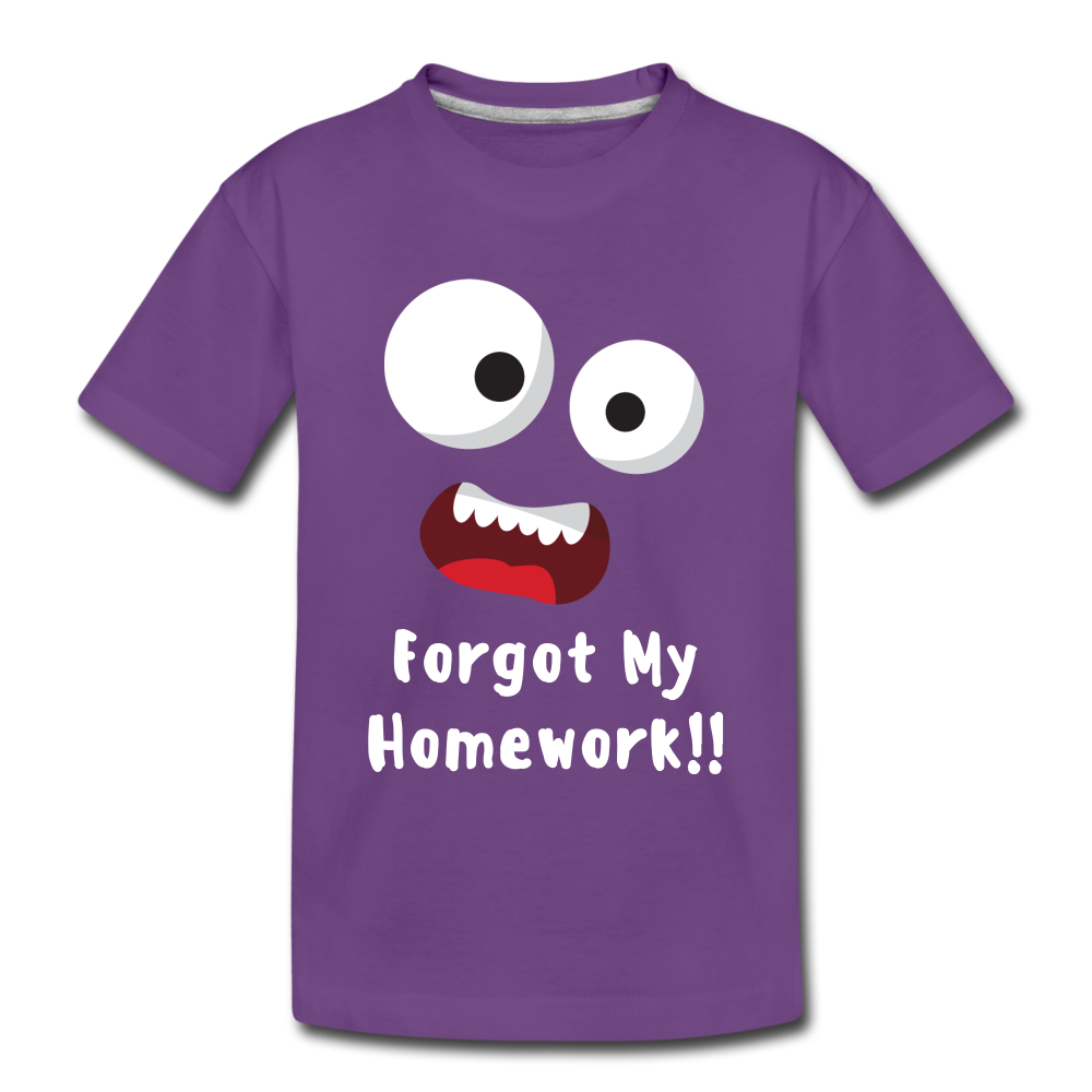 Kids' Premium T-Shirt: Forgot my homework - purple