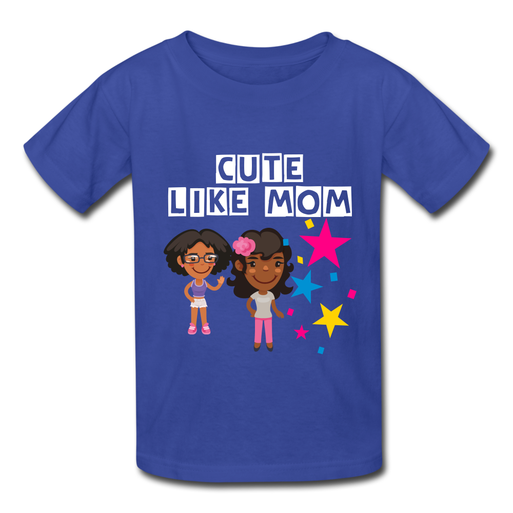 Girls Kids' T-Shirt: Cute like mom - royal blue