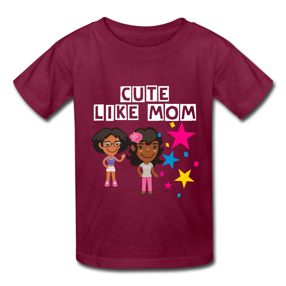 Girls Kids' T-Shirt: Cute like mom - burgundy