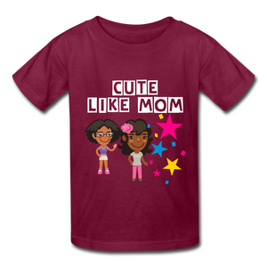 Girls Kids' T-Shirt: Cute like mom - burgundy