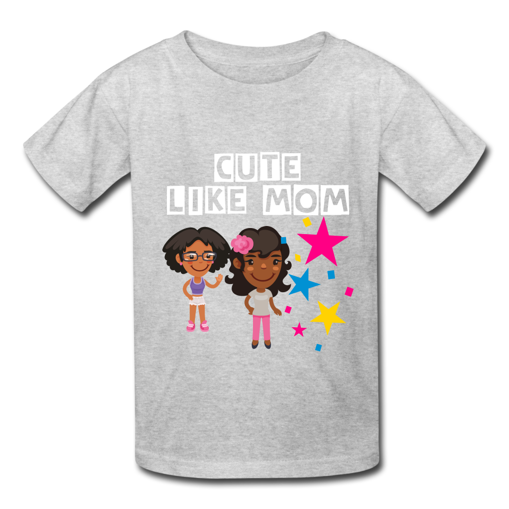 Girls Kids' T-Shirt: Cute like mom - heather gray