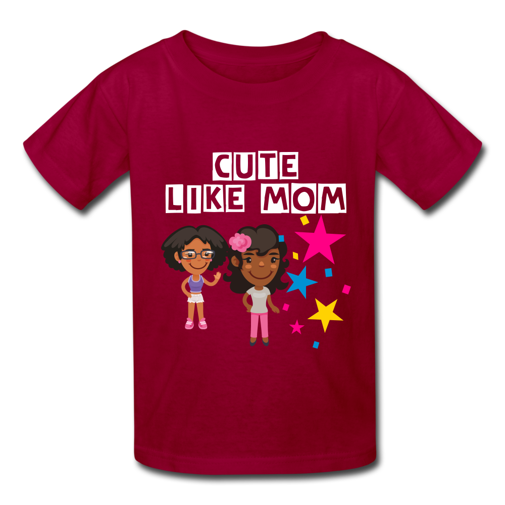 Girls Kids' T-Shirt: Cute like mom - dark red