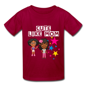 Girls Kids' T-Shirt: Cute like mom - dark red