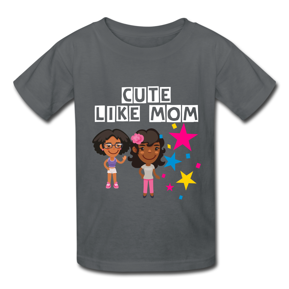 Girls Kids' T-Shirt: Cute like mom - charcoal