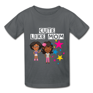 Girls Kids' T-Shirt: Cute like mom - charcoal