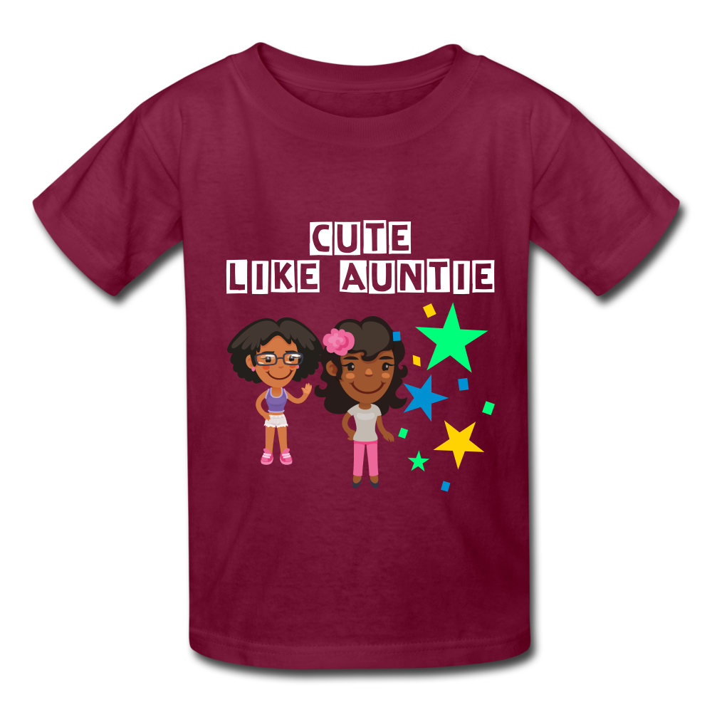 Girls Kids' T-Shirt: Cute like auntie - burgundy