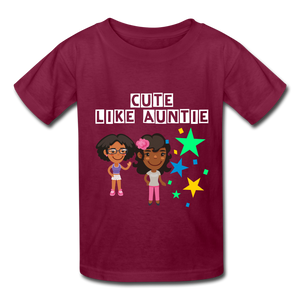 Girls Kids' T-Shirt: Cute like auntie - burgundy