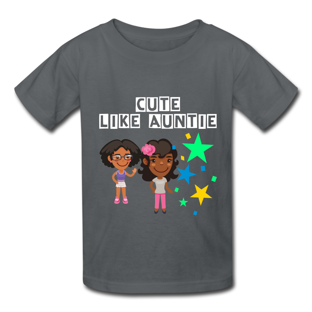 Girls Kids' T-Shirt: Cute like auntie - charcoal