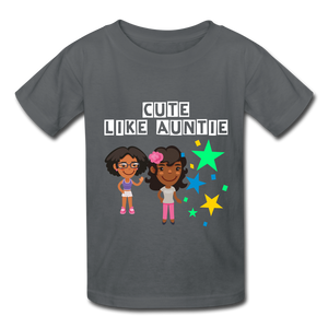 Girls Kids' T-Shirt: Cute like auntie - charcoal