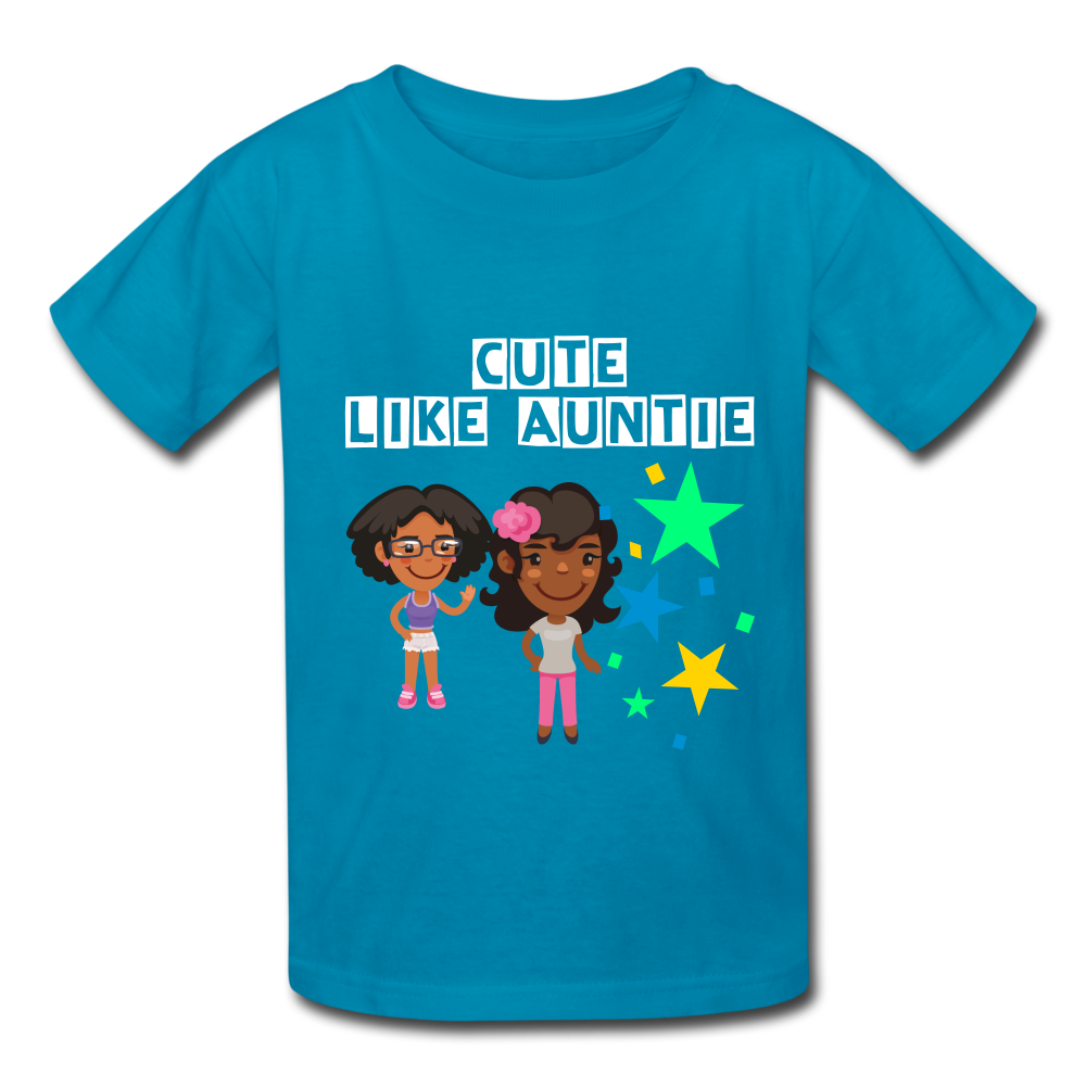 Girls Kids' T-Shirt: Cute like auntie - turquoise