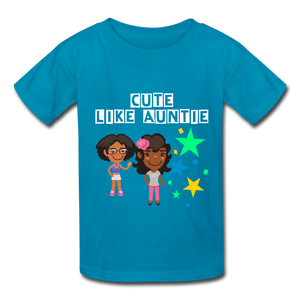 Girls Kids' T-Shirt: Cute like auntie - turquoise