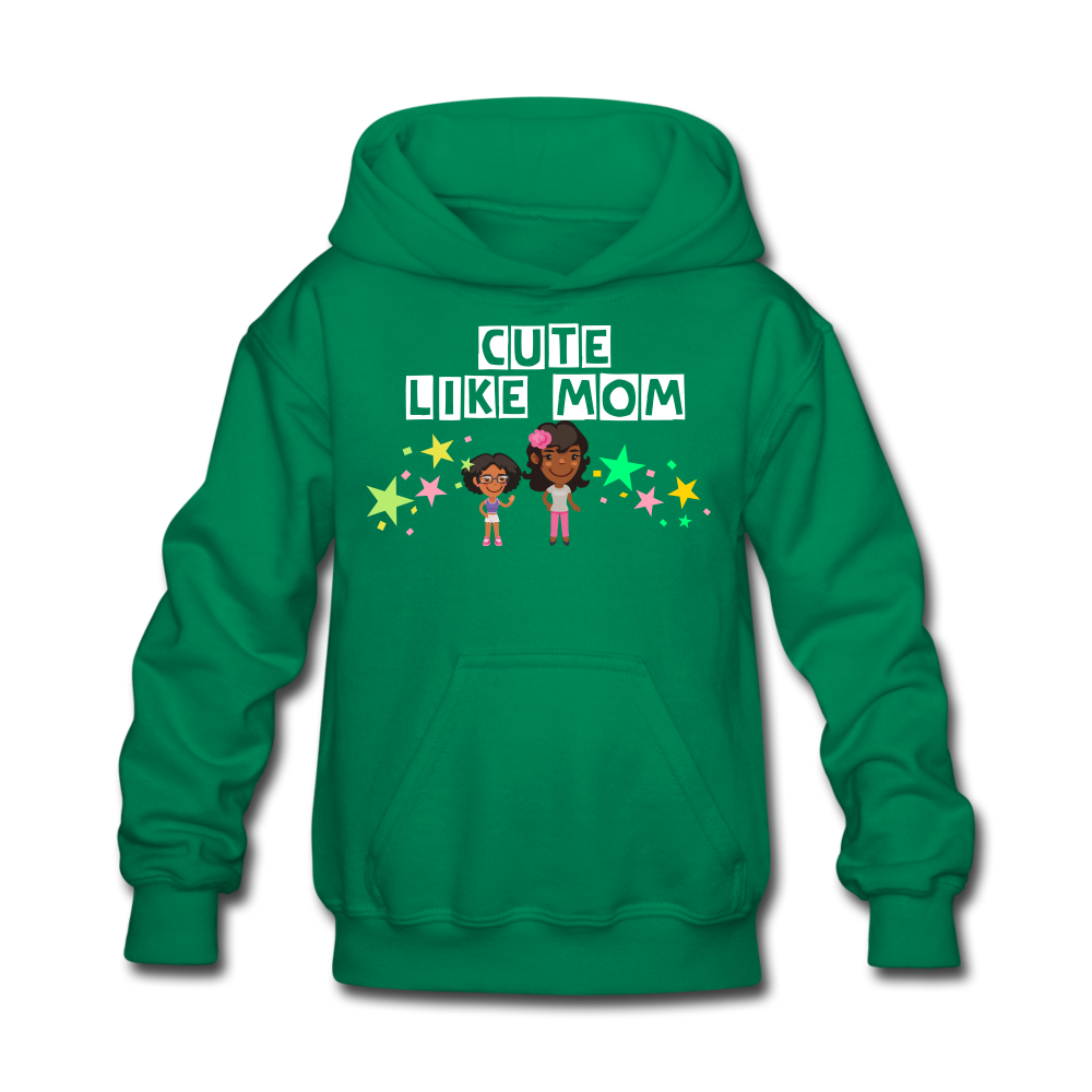 Girls Kids' Hoodie: Cute Like Mom - kelly green