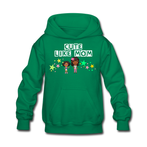 Girls Kids' Hoodie: Cute Like Mom - kelly green