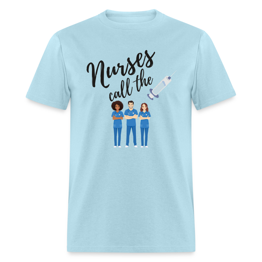 Nurses Call the Shots Graphic T Shirt - powder blue